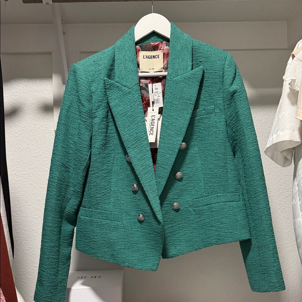 L'AGENCE Eucalyptus Double-Breasted Blazer